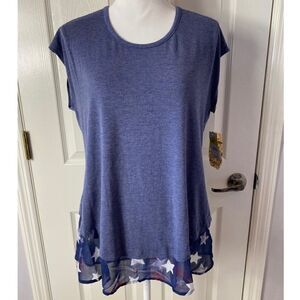 ONE WORLD Large Navy-Starry Dreamscape Top NWT
